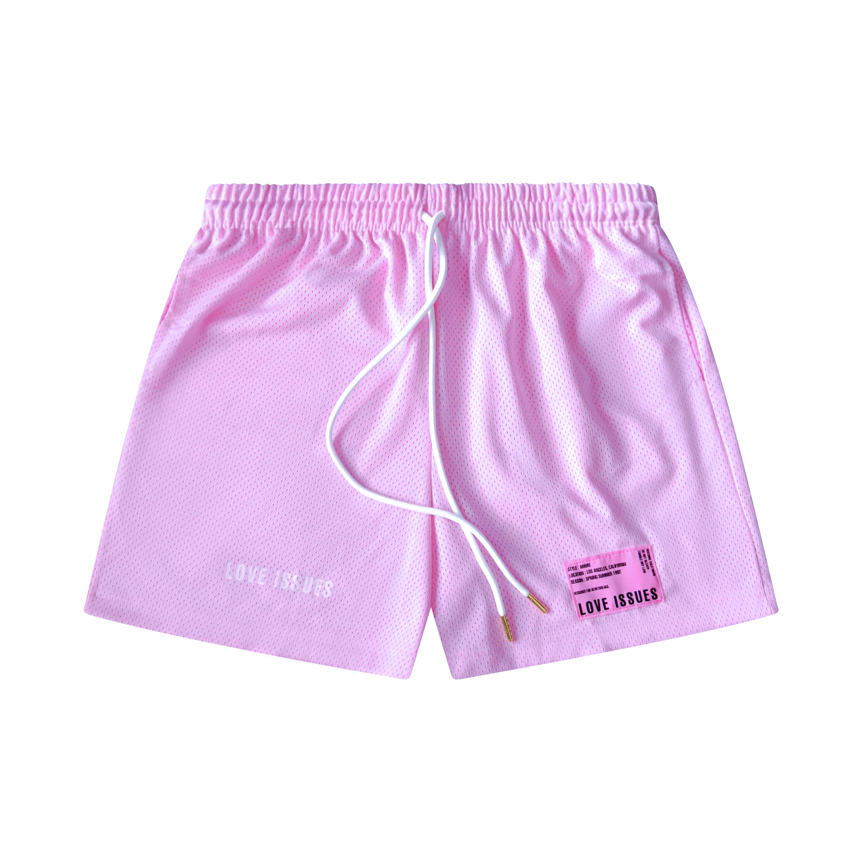 LOVE ISSUES "BASIC HEARTBREAKS" MESH SHORTS - PNK